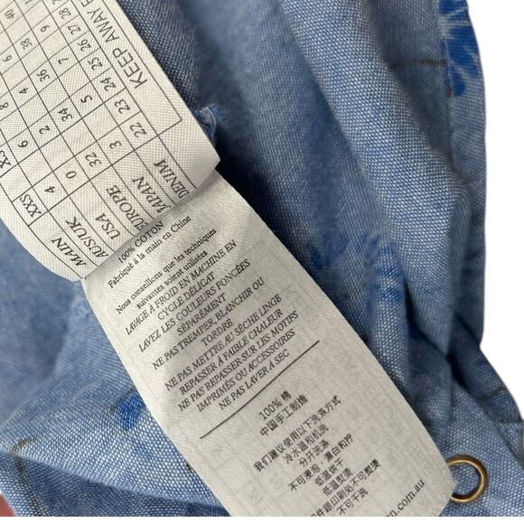 One Teaspoon Wild‎ Saloon Chambray Shirt Top Button Down Floral Blue Size XS - Picture 15 of 15